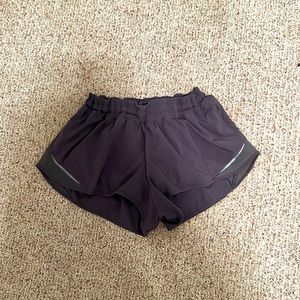 Lululemon Dark Carbon Low Rise Hotty Hot 2.5 Shorts (size 10)